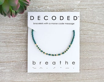 BREATHE - Pulsera con código Morse - Joyas inspiradoras - Joyas con código Morse - Pulsera con mantra - Joyas motivacionales