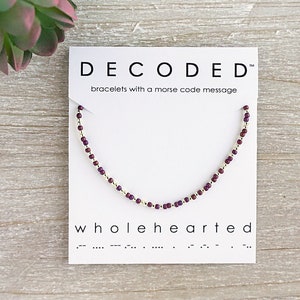 WHOLEHEARTED - Morse Code Bracelet - Word Jewelry - Minimalist Bracelet - Gifts For Her - Boho Jewelry - Mantra Bracelet