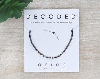 ARIES - Pulsera con código Morse - Zodíaco - Joyas astrológicas - Pulsera del zodíaco - Signos del zodíaco - Horóscopo - Regalo de Aries