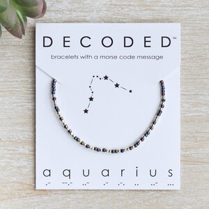 AQUARIUS - Zodiac Gift - Morse Code Jewelry - Zodiac - Astrology Bracelet - Aquarius Birthday Gift - Constellations
