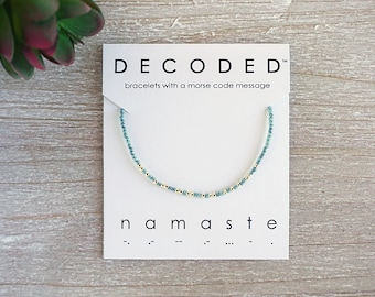 NAMASTE - Pulsera Código Morse - Joyería Espiritual - Pulsera de Yoga - Joyería Inspiradora - Pulsera Mantra - Pulsera Minimalista