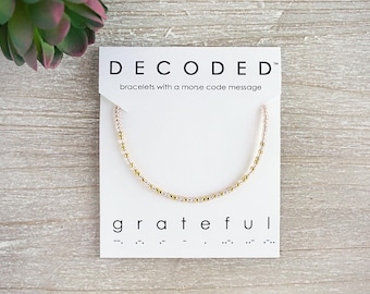 AGRADECIDO - Joyería en código Morse - Joyería inspiradora - Joyería en código Morse de agradecimiento - Pulsera de la amistad