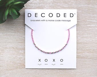 XOXO - Regalo de San Valentín - Pulsera con código Morse - Regalo de Galentine - Pulsera de San Valentín - Pulsera de la amistad