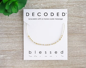 BENDECIDA - Joyería con código Morse - Joyería inspiradora - Pulsera con código Morse - Pulsera de la amistad - Pulseras de cuentas
