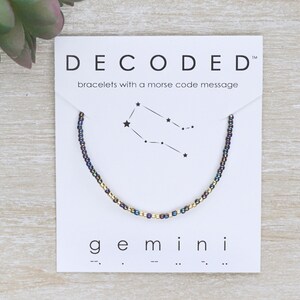 GEMINI - Morse Code Bracelet - Zodiac - Astrology Jewelry - Zodiac Bracelet - Gemini Birthday Gift - Gemini Gift