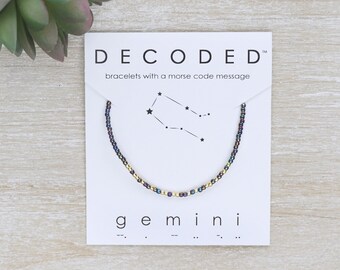 GÉMINIS - Pulsera con código Morse - Zodíaco - Joyas astrológicas - Pulsera del zodíaco - Regalo de cumpleaños de Géminis - Regalo de Géminis