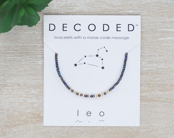 LEO - Pulsera del zodiaco - Joyería Código Morse - Pulsera de Astrología - Zodíacos - Signos del zodiaco - Regalo para Leo