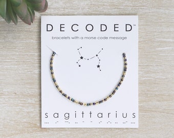 SAGITARIO - Pulsera del Zodiaco - Joyería con Código Morse - Pulsera Astrológica - Zodiacos - Signos del Zodiaco - Regalo para Sagitario