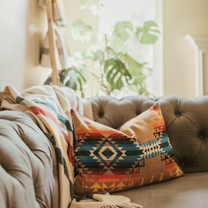 16x23 Pillow Cover | Boho Decor | Southwestern Style | Wool Pillow | Geometric | Tribal | Pendleton Woolen Mills Fabric | Lumbar Pillow