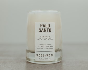 Palo Santo| PNW | Wood Wick Candle | Coconut Soy Wax | Home Fragrance | Cocktail Glass | Relaxation Candle | Stress Relief | Energy Cleanse