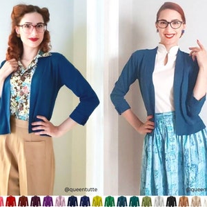 YEMAK Women&#39;s Classic 3/4 Sleeve Open Front Cropped Bolero Cardigan MK3558 (S-L)