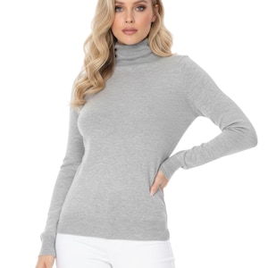 YEMAK Women's Classic Fitted Long Sleeve Turtleneck Pullover Sweater MK3349 (S-L)