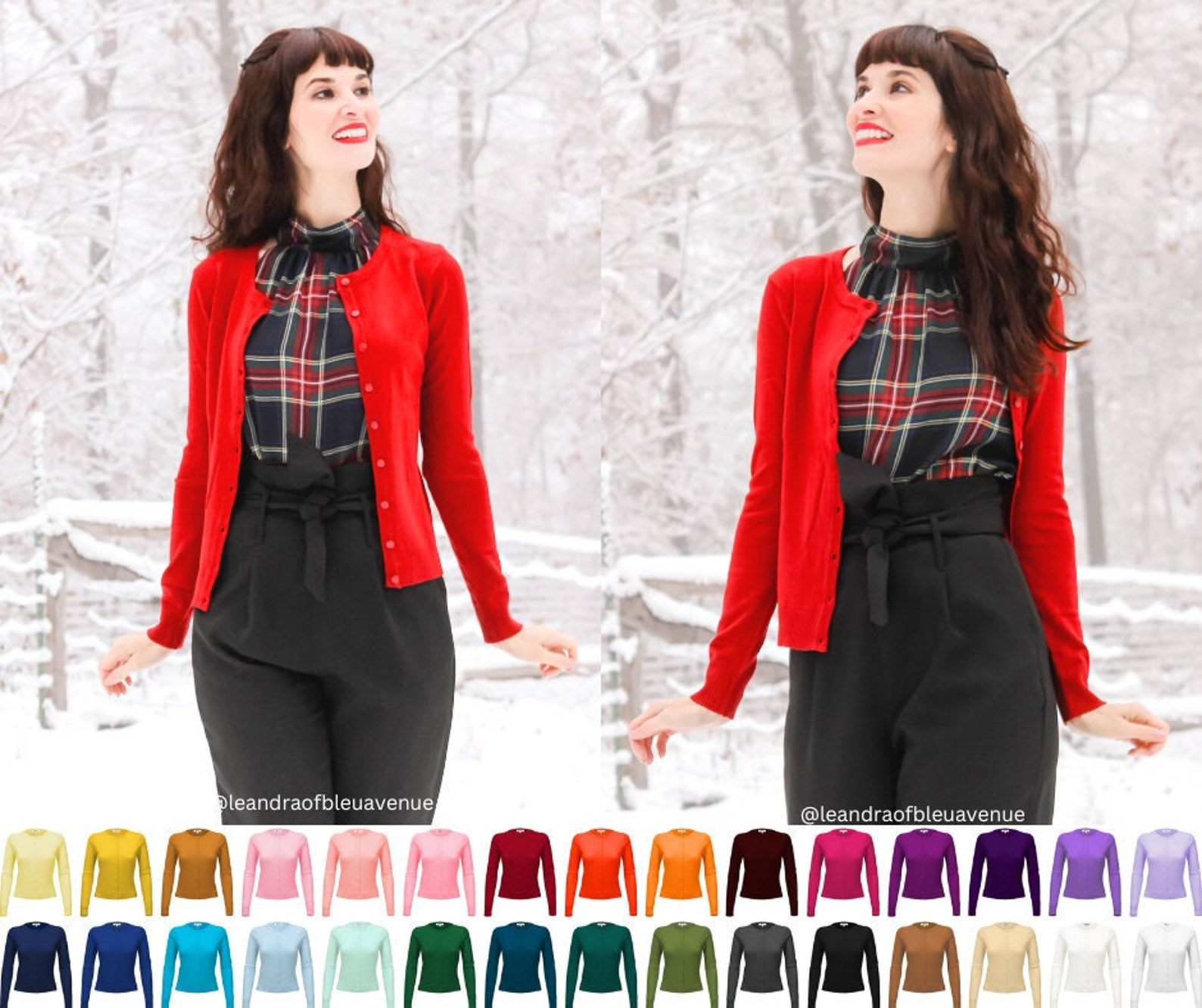 YEMAK Women's Long Sleeve Crewneck Cardigan Sweater - Soft Button Down Casual Knit (MK0179-CHA-M) - View #4