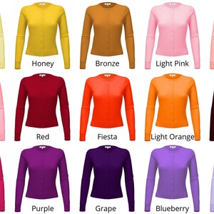 YEMAK Women's Long Sleeve Crewneck Cardigan Sweater - Soft Button Down Casual Knit (MK0179-CHA-M) - View #2