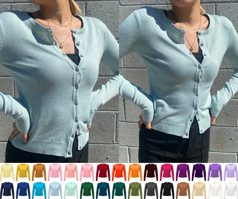 YEMAK Women's Long Sleeve Crewneck Cardigan Sweater - Soft Button Down Casual Knit (MK0179-CHA-M) - View #11