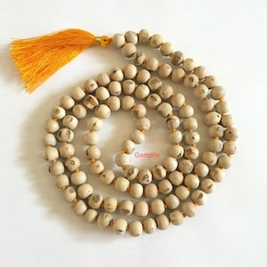 Tulsi Mala 8-9 mm, Tulsi Japa Mala Knotted 108 Prayer Beads India Prayer Necklace, Wood Bead Mala Hindu Krishna Mala India 108 Meditation
