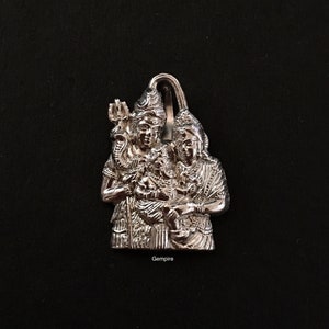 Silver Shiva Pendant - Sterling Silver Oxidised, Lord Shiva Family Pendant Parvati Ganesha Charm, Shiva Necklace, Hindu God Pendant Amulet