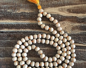 Tulsi Mala 8-9 mm Prayer Beads, 108+1 Knotted Tulasi Necklace, Vrindavan Krishna Japa Rosary
