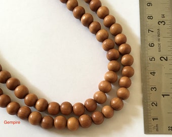 Sandalwood Beads 8 mm 2 or 5 strands (218/545 Beads) / Sandalwood Mala Beads Wholesale Bulk Prayer Beads / 108 Mala beads Wooden Buddhism