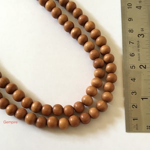 Sandalwood Beads 8 mm 2 or 5 strands (218/545 Beads) / Sandalwood Mala Beads Wholesale Bulk Prayer Beads / 108 Mala beads Wooden Buddhism