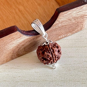 Silver Rudraksha Pendant 5 Mukhi, Sterling Silver Rudraksha Necklace, Big Rudraksha Pendant, India Shiva Pendant, Natural Rudraksha Pendant