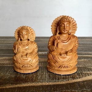 Small Buddha Statue 2&quot; / 2.5&quot; Wood Buddha Statuette, Meditation Altar Buddha Sculpture, Buddhism Home Desk Decor, Zen Feng Shui Buddah Idol