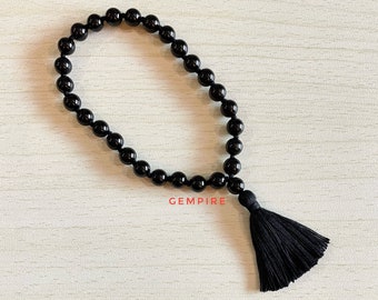 Black Tourmaline Mala Bracelet 27+1 Beads 8 mm Tourmaline Bracelet Quarter Mala Prayer Beads Meditation Wrist Mala, Yoga Gift, Root Chakra
