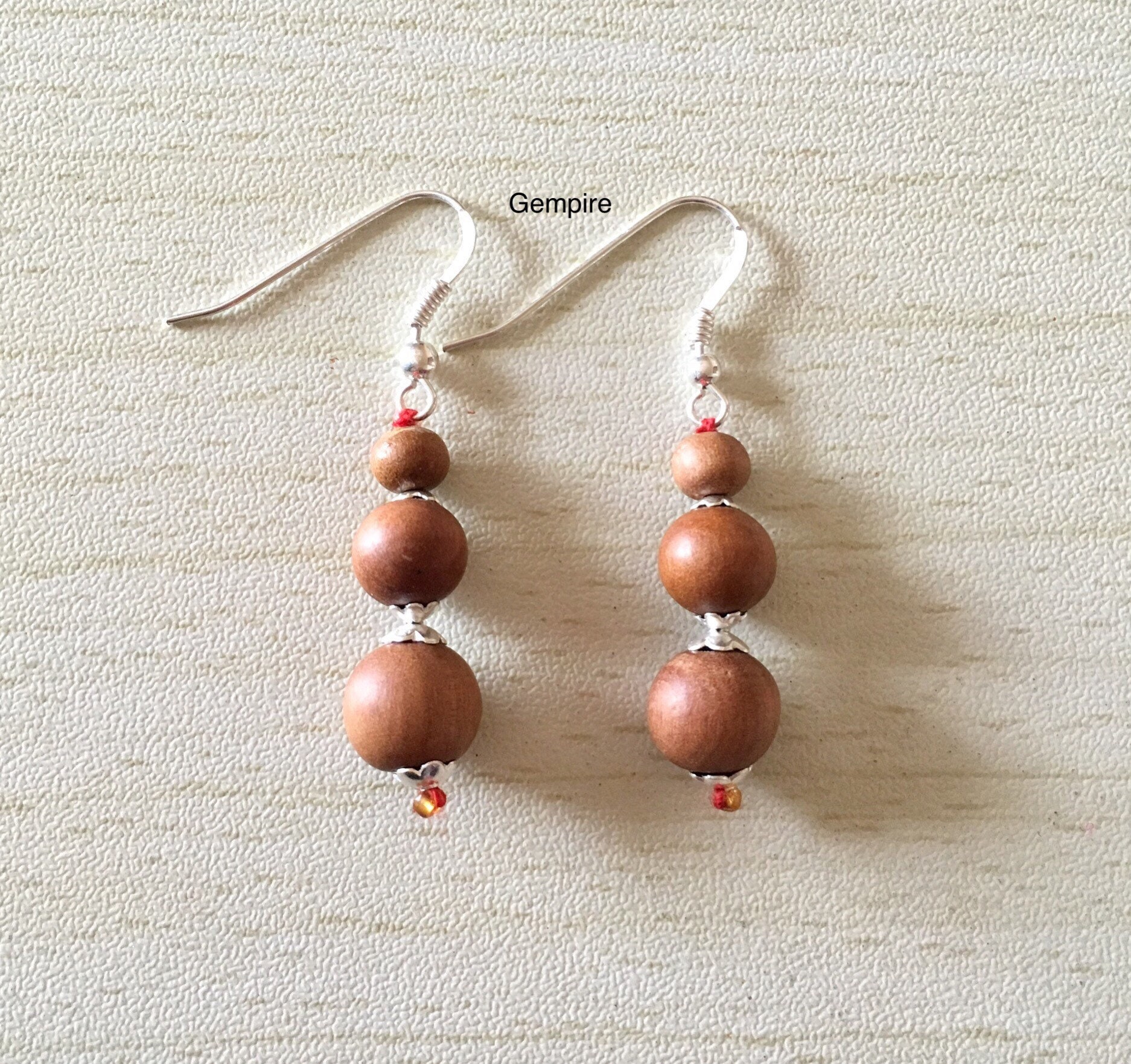 Wood bead earrings deals