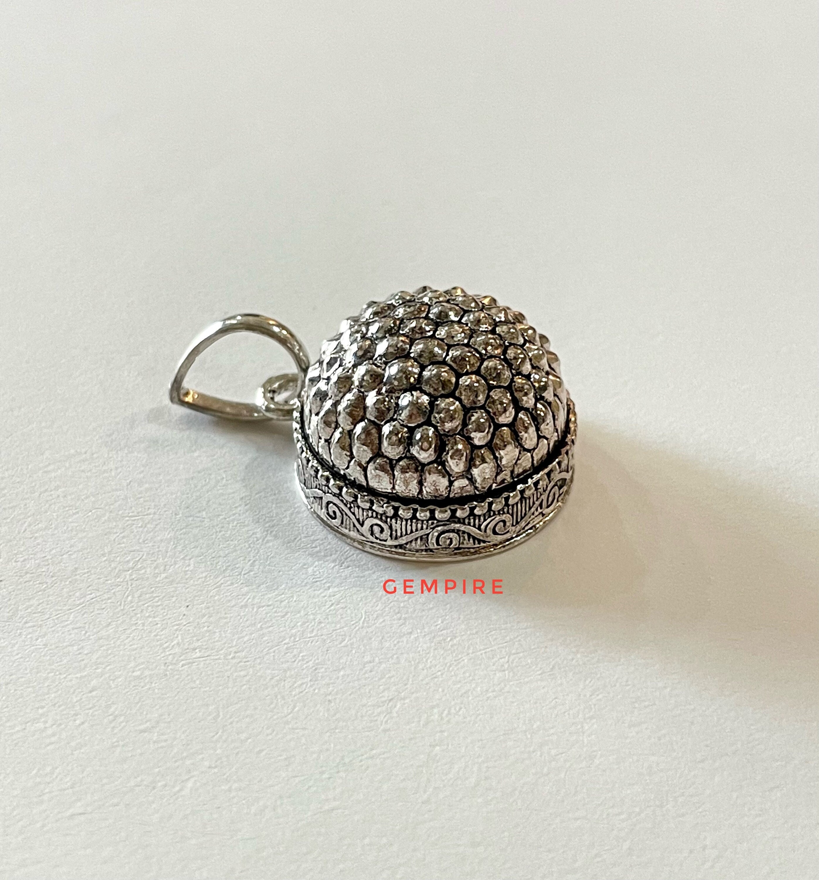 Sterling Silver Locket Pendant, India Kavach Silver Antique Taweez