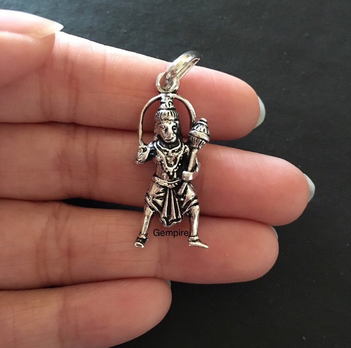 Hanuman Pendant Sterling Silver Oxidised / Lord Hanuman Charm Etsy UK