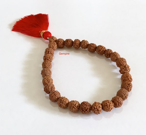 108 Mala Beads | Red Jasper & White Jade Mala with Ganesh Ganesha Charm |  Yoga Meditation Beads, Hindu Prayer Beads | Buddha Buddhist Rosary