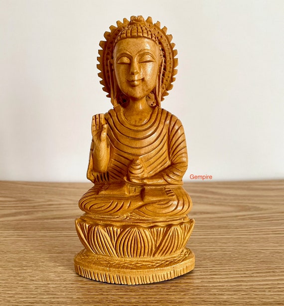 Zittend Boeddhabeeld Houten Boeddha - Etsy Nederland