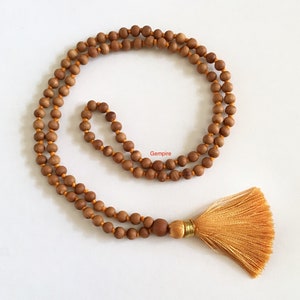 Sandalwood Mala 5 mm 108 Sandalwood Japa Mala, Kids Prayer Beads Mala Necklace, Wood Bead Rosary, Hindu Meditation Mala Buddhist Tibetan