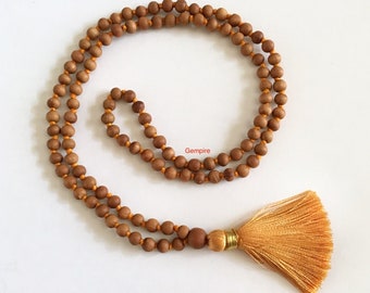 Sandalwood Mala 5 mm 108 Sandalwood Japa Mala, Kids Prayer Beads Mala Necklace, Wood Bead Rosary, Hindu Meditation Mala Buddhist Tibetan
