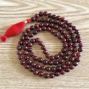 Wood Beads Mala 8 mm 108+1 Knotted Meditation Mala 108 Yoga Mala, India Prayer Beads Mala, 108 Buddhist Mala Gift, Wooden Mala Necklace