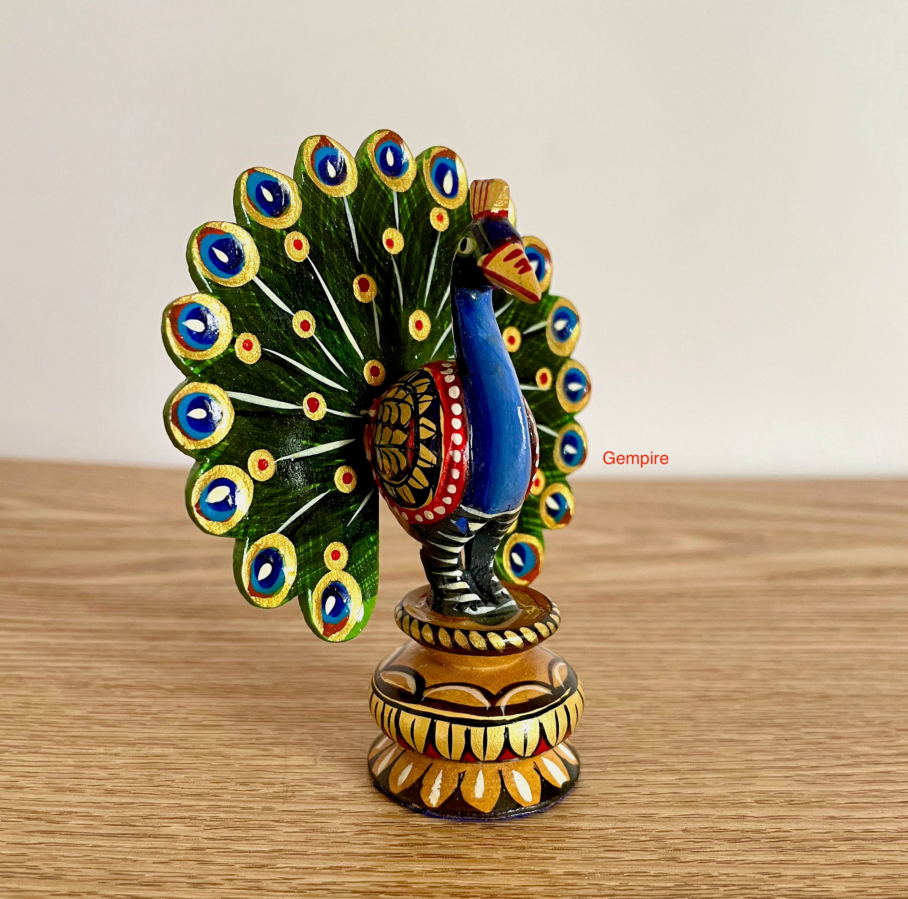 Wood Peacock Figurine 3.5 Wooden Painted Peacock statue Etsy