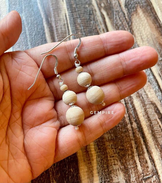 Wood clearance bead earrings