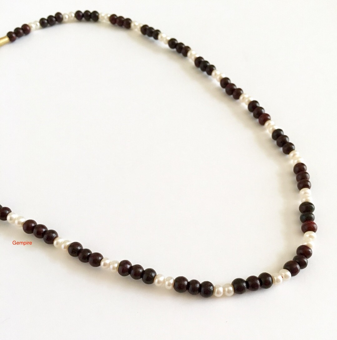 ネックレス・チョーカー SK8ER ROCK Pearl Points Wooden Beads Necklace Wood Pearl and Rosewood Necklace, Wood Bead Necklace, Red Beaded