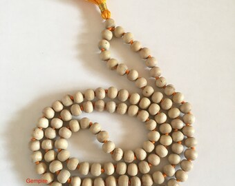 Natural Tulsi Basil Seed Mala Necklace | Handmade Prayer Beads For Japa & Meditation - View #9