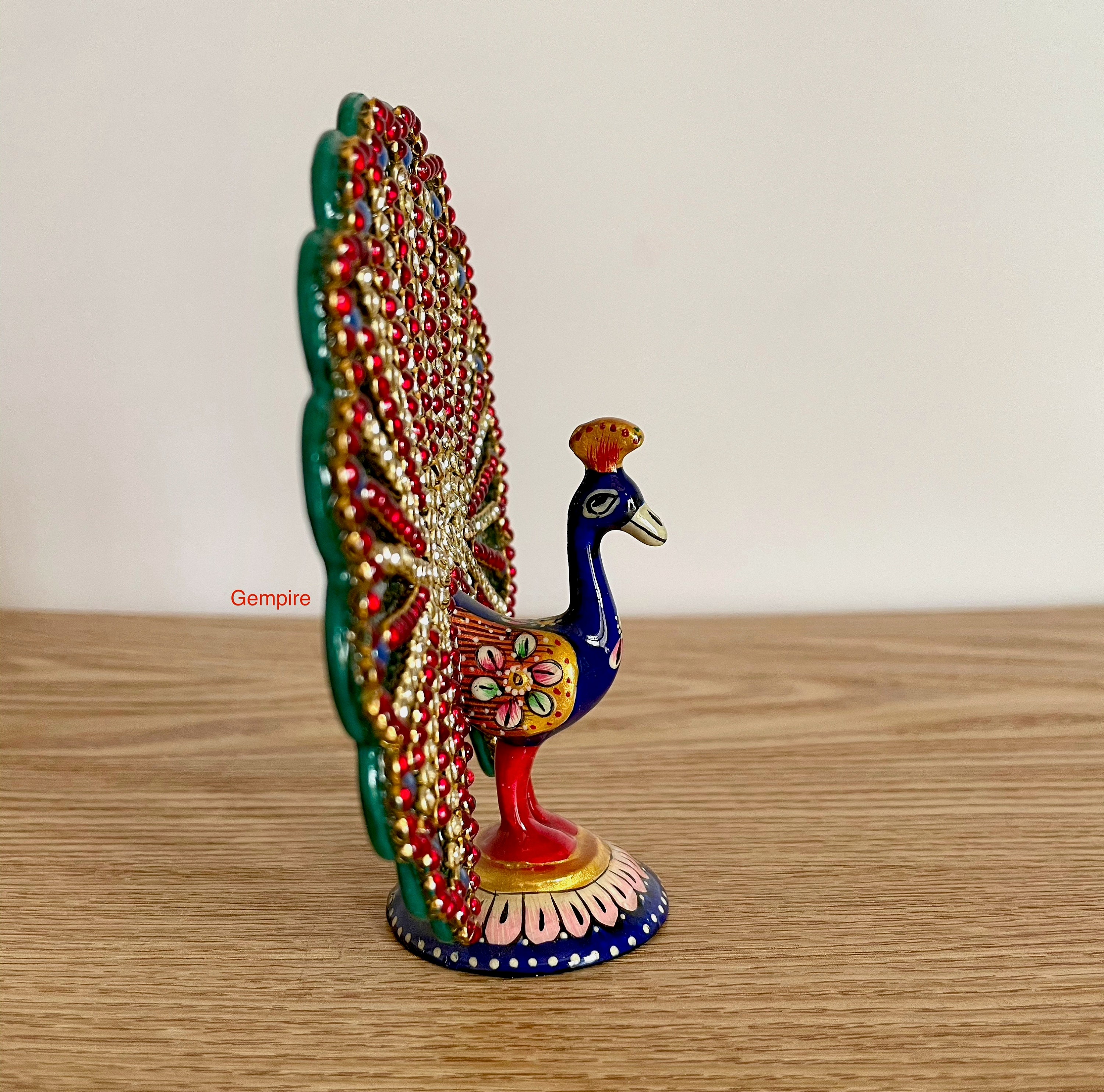 木製孔雀 インド製 置物 インテリア 装飾品