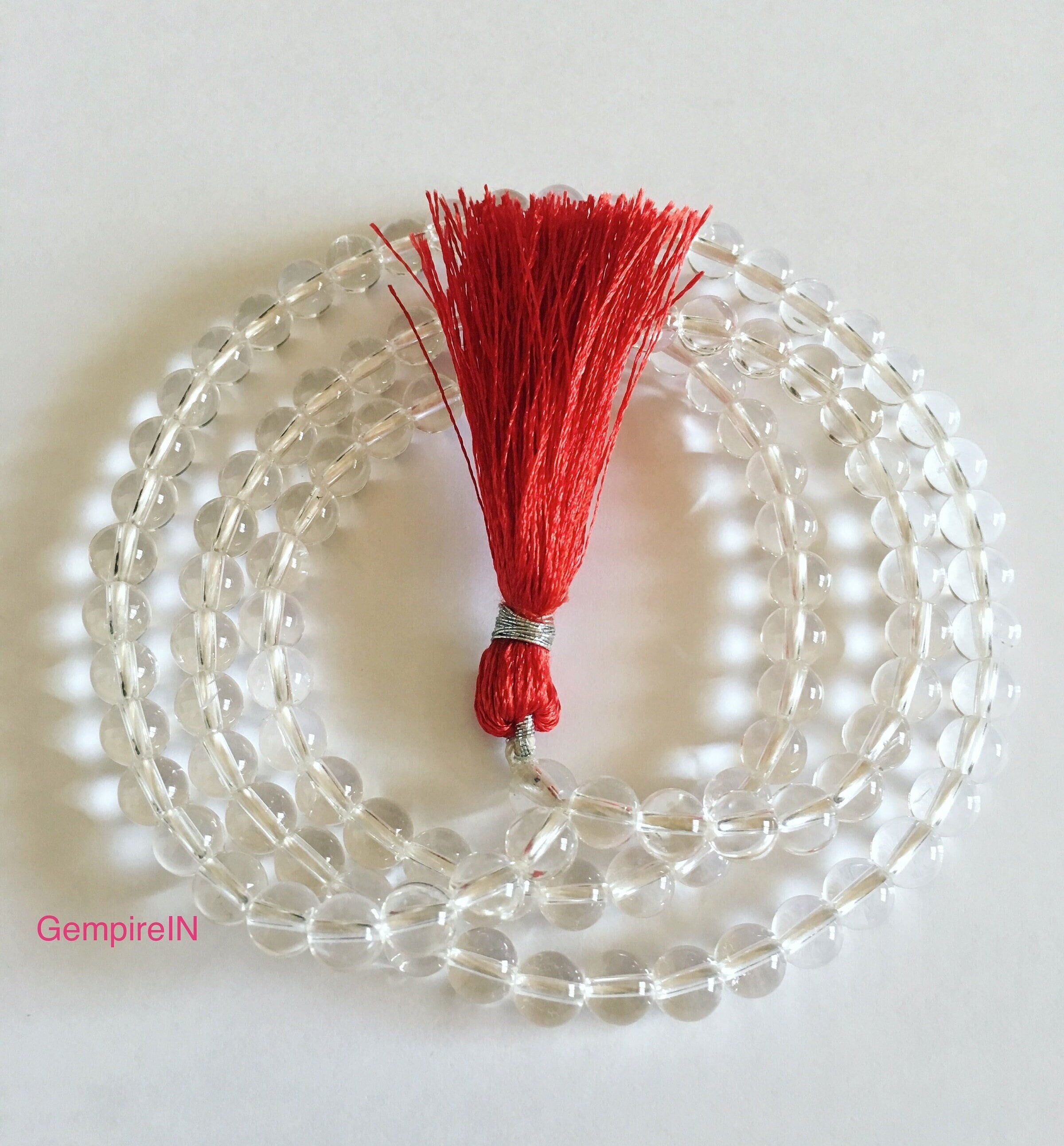 Collana Mala in quarzo rosa e ametista: 108 perle da meditazione