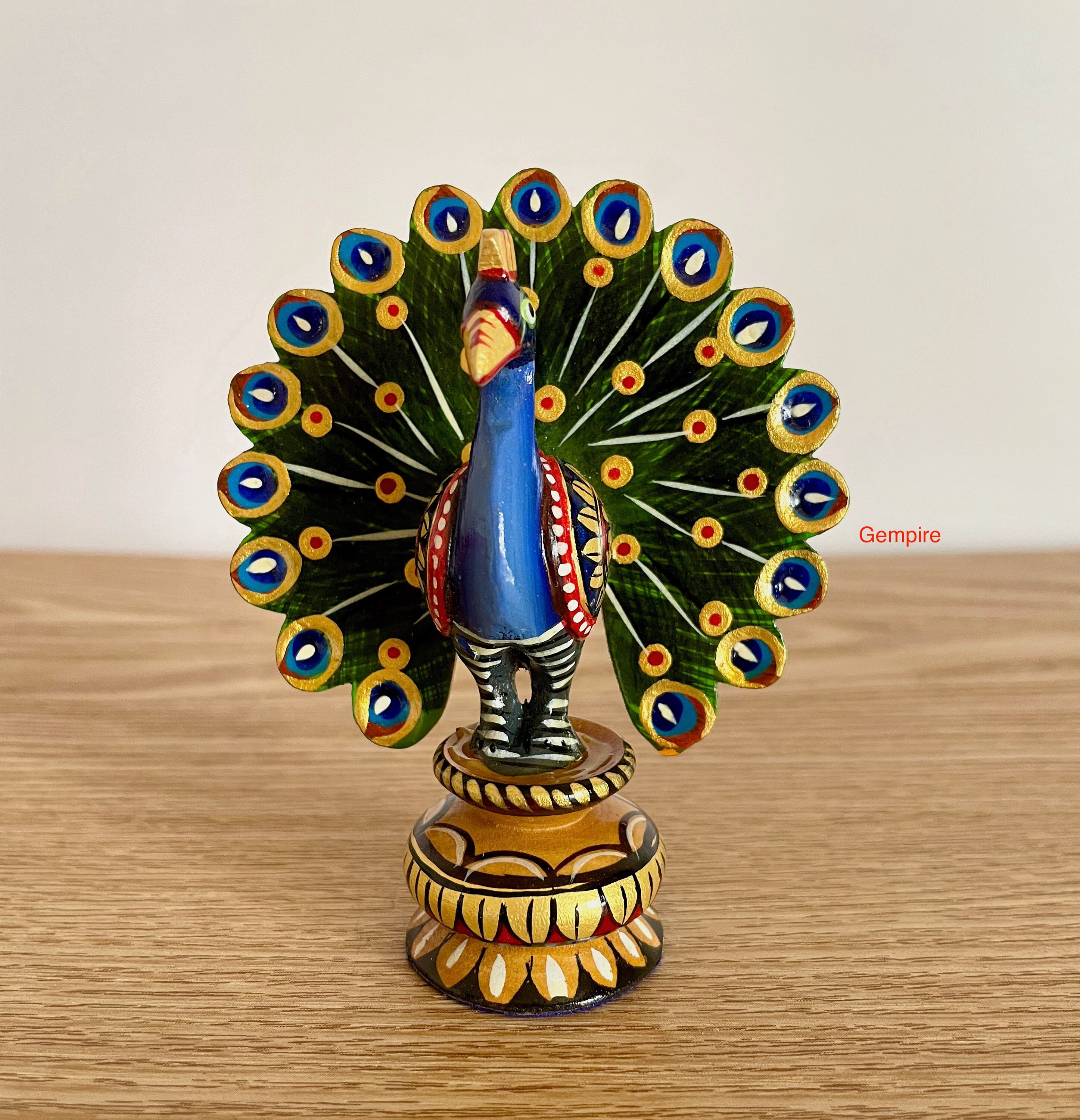 Wood Peacock Figurine 3.5 Wooden Painted Peacock statue Etsy