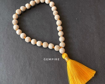 Pulseira Tulsi com nós de 8-9 mm, 27+1 contas Tulasi Japa Mala, Rosário de Oração Krishna