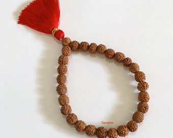 Rudraksha armband 8 mm 27+1 kralen, Shiva gebedsarmband, Hindoeïstische beschermingssieraden