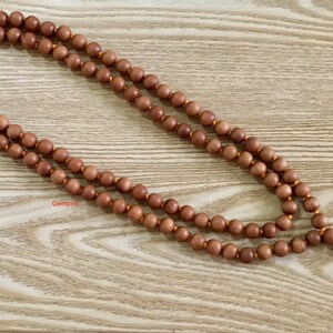 Sandalwood Mala 12 mm 108 Sandalwood Necklace knotted rosary, Prayer Beads Mala Necklace Wood Bead Mala, Hindu meditation rosary buddhist image 5
