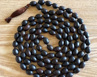 Lotus seed mala necklace, 108 Prayer Beads Knotted Lotus Seed Beads necklace, Natural Beads 108 Meditation Rosary, India Hindu Prayer Mala