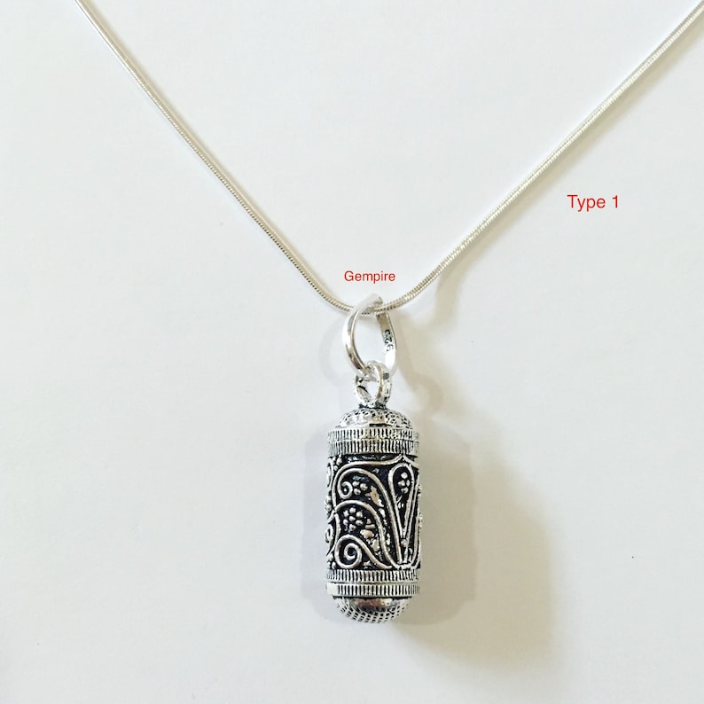 Sterling Silver Prayer Locket Pendant 925 Silver Locket Charm necklace, India Antique Taweez Kavach Silver Prayer box Pendant Amulet gift image 5