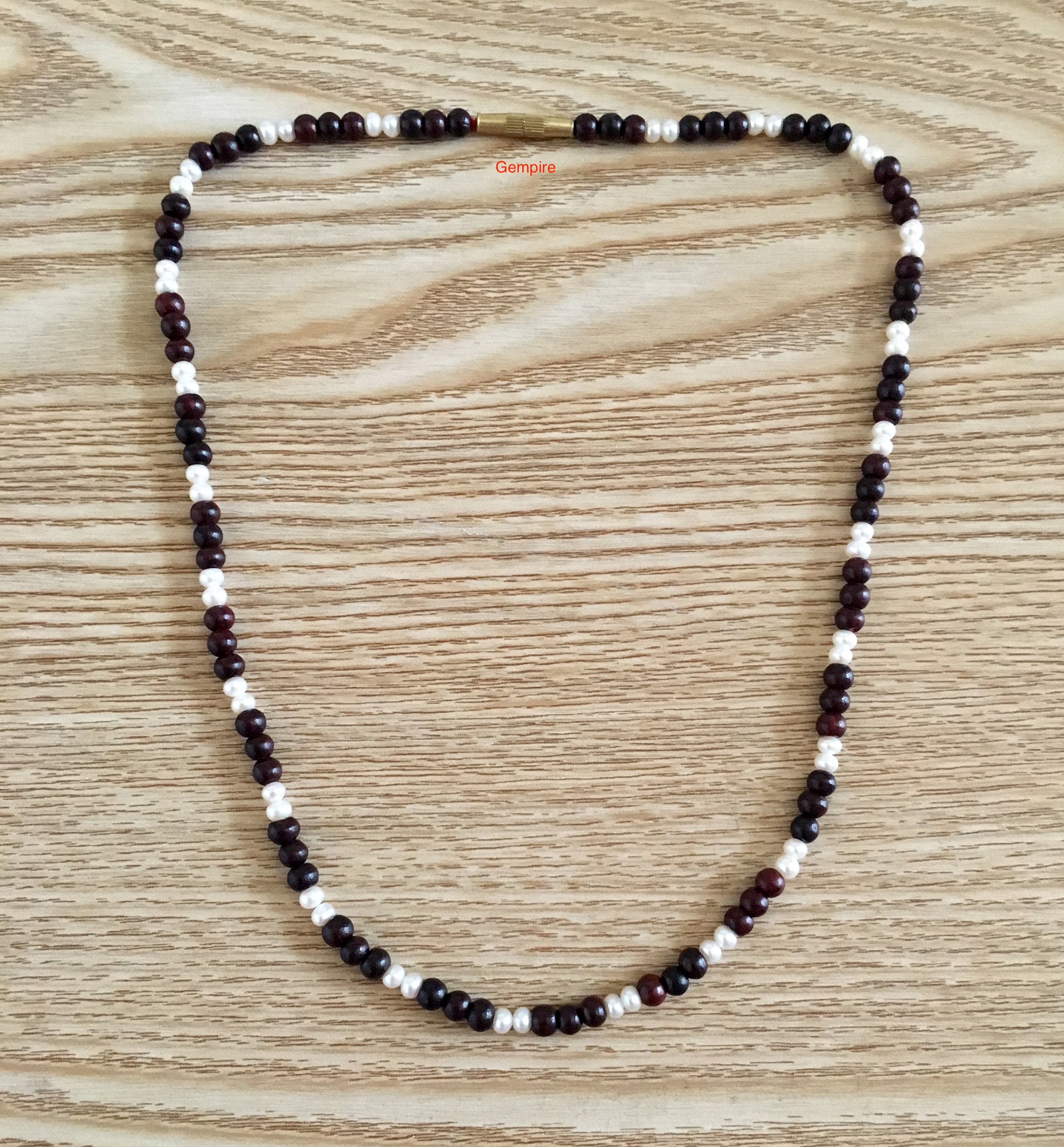 ネックレス・チョーカー SK8ER ROCK Pearl Points Wooden Beads Necklace Wood Pearl and Rosewood Necklace, Wood Bead Necklace, Red Beaded