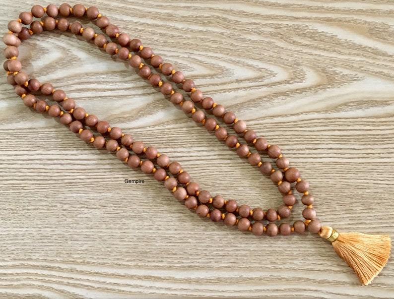 Sandalwood Mala Necklace 10 mm knotted 108 Sandalwood rosary Hindu meditation necklace buddhist Tibetan 108 Prayer Mala Wood Mens Necklace