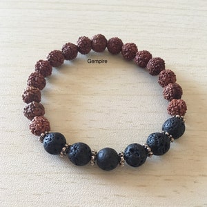 Rudraksha Bracelet - Lava Bracelet 8 mm Lava Diffuser Bracelet, Womens Mens Bracelet, Yoga Healing bracelet, Stretch Stacking Bracelet Gift